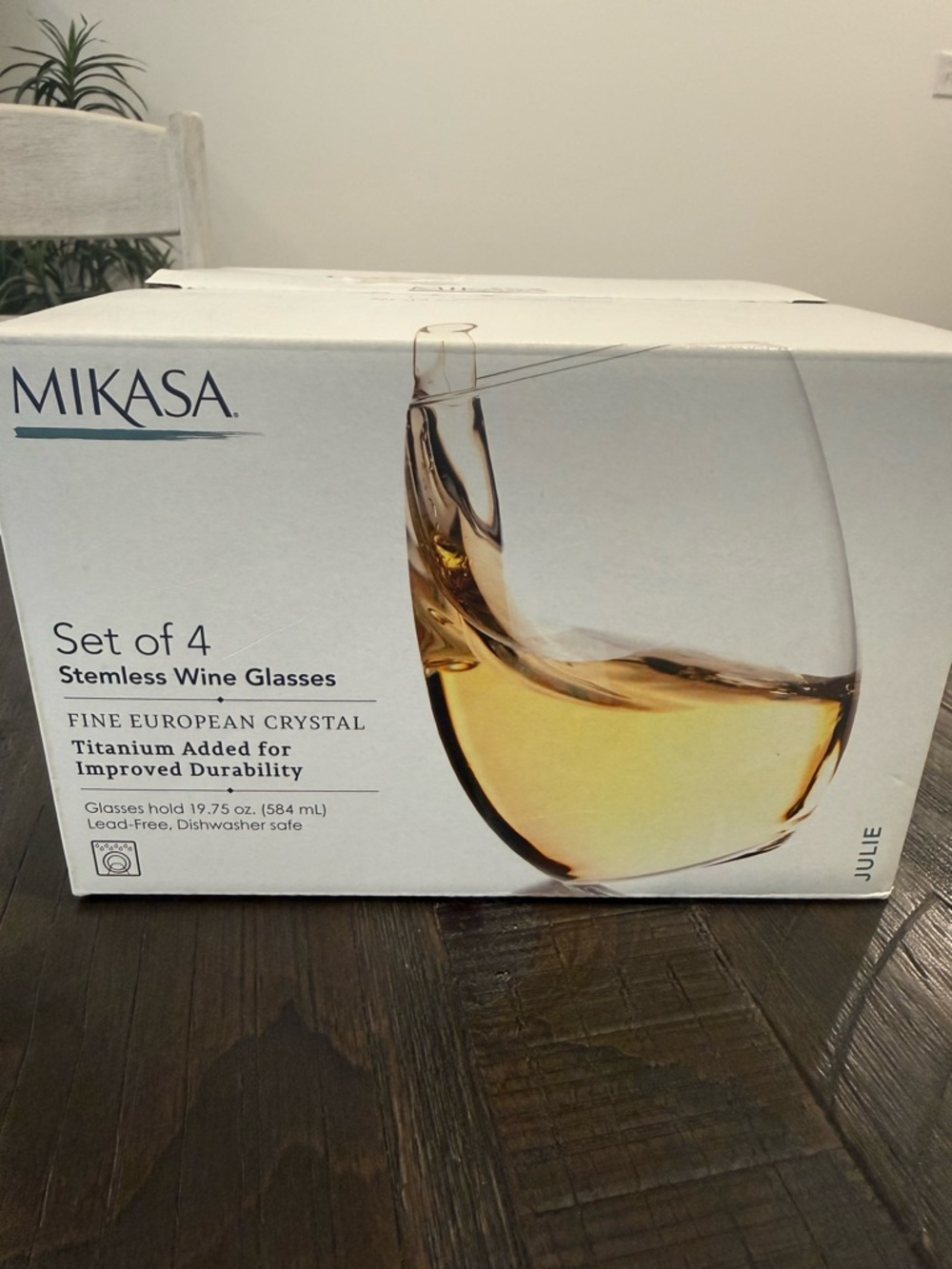 Mikasa Set of 4 Julie Glass Stemless Wine Glasses Fine European Crystal New